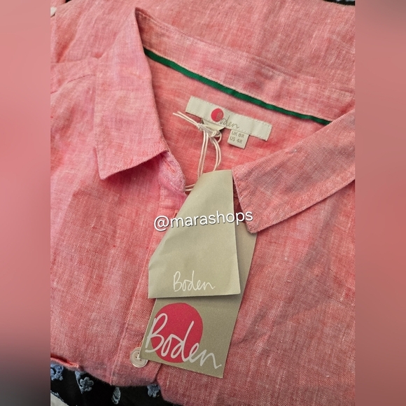 Boden Stripe Tunic Linen Button Down Shirt - Picture 3 of 6